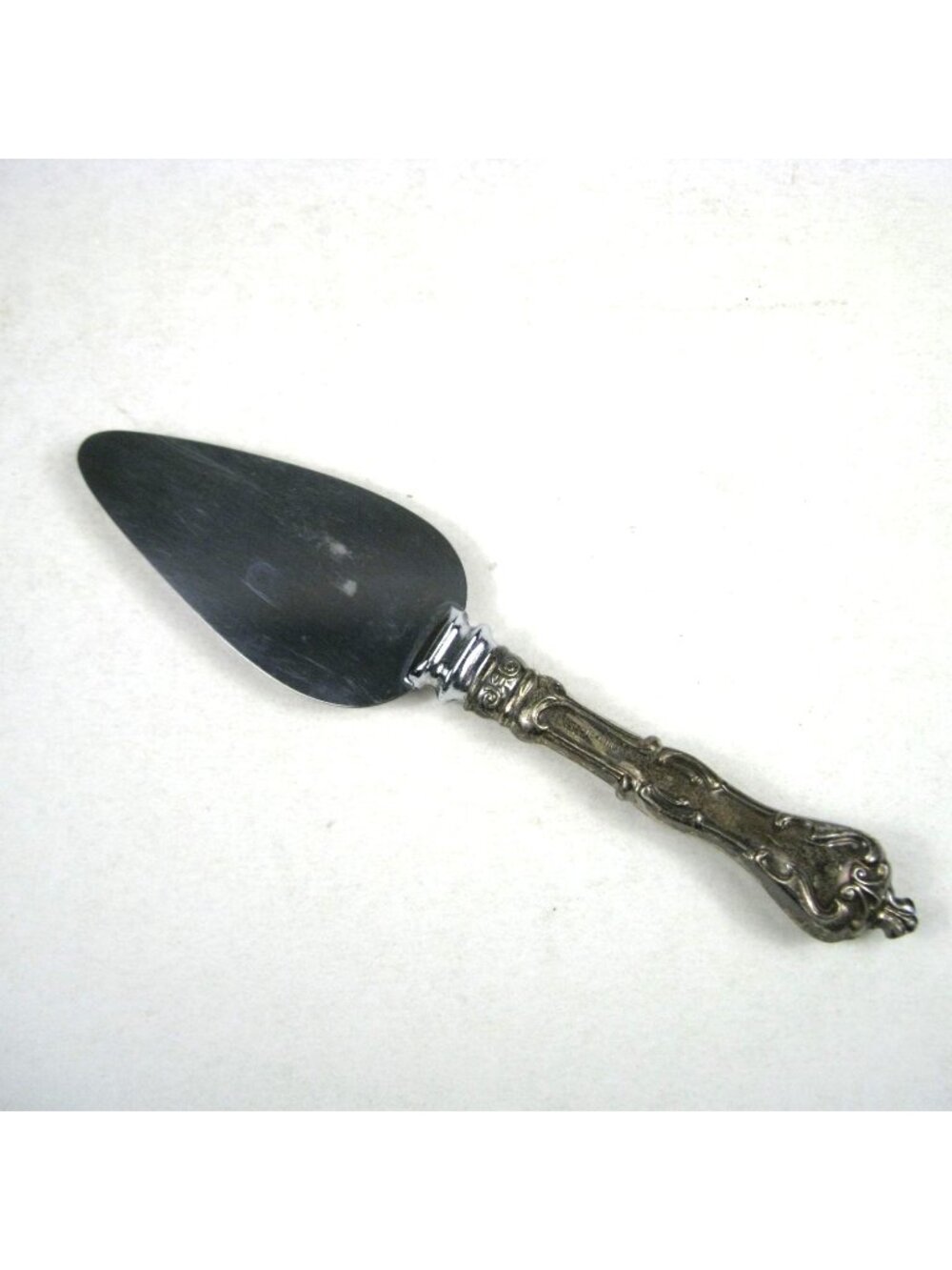 Vintage Sterling Handle Stainless Steel Pie Server Ornate Design